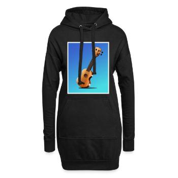 Cartoon Akustikgitarren-Poster - Hoodie-Kleid - Schwarz - Vorne