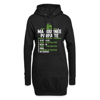 Ma journée parfaite conduire un tracteur - Sweat-shirt à capuche long Femme - noir - Devant