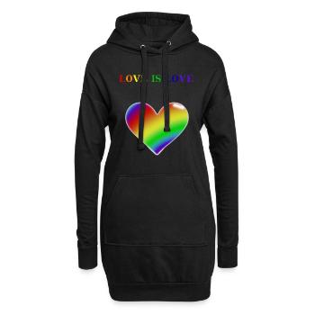 Rainbow Heart Love is love Idée cadeau LGBT - Sweat-shirt à capuche long Femme - noir - Devant