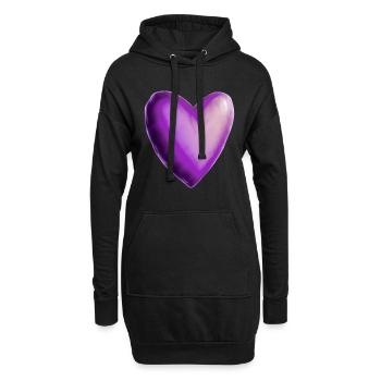Idée cadeau violet violet coeur - Sweat-shirt à capuche long Femme - noir - Devant