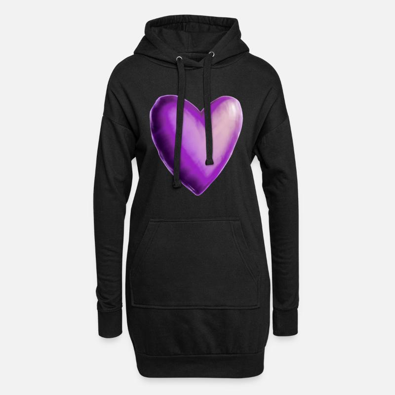 Herz lila violett Geschenkidee - Hoodie-Kleid - Schwarz