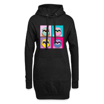 Pop Art Sloth With Sunglasses - Sweat-shirt à capuche long Femme - noir - Devant