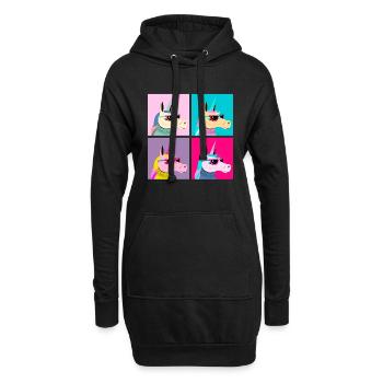 Pop Art Unicorn With Sunglasses - Sweat-shirt à capuche long Femme - noir - Devant
