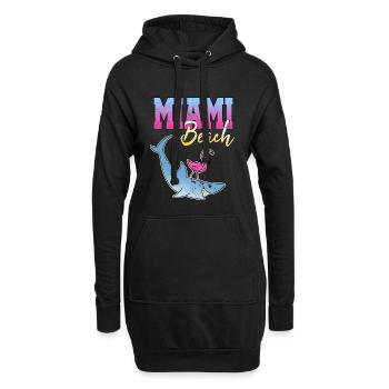 Miami Beach Hai Flamingo Strand Urlaub Geschenk - Hoodie-Kleid - Schwarz - Vorne