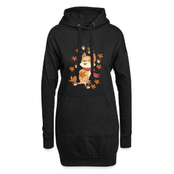 Ahorn Katzenblatt Herbst Hallo Herbst - Hoodie-Kleid - Schwarz - Vorne