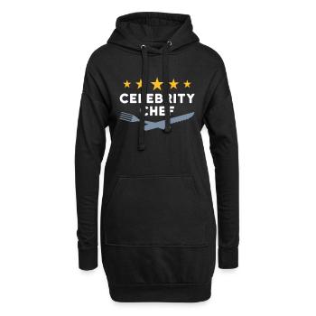 Chef célèbre (cinq étoiles, fourchette, couteau) - Sweat-shirt à capuche long Femme - noir - Devant