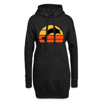 Springender Delphin vor einer geteilten Halbsonne - Hoodie-Kleid - Schwarz - Vorne