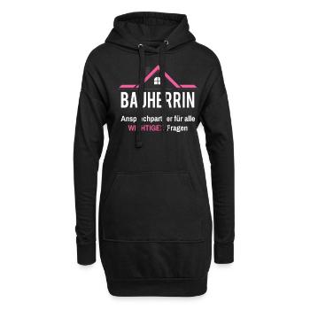 Bauherr Hausbau Partnerlook Richtfest Geschenk - Hoodie-Kleid - Schwarz - Vorne