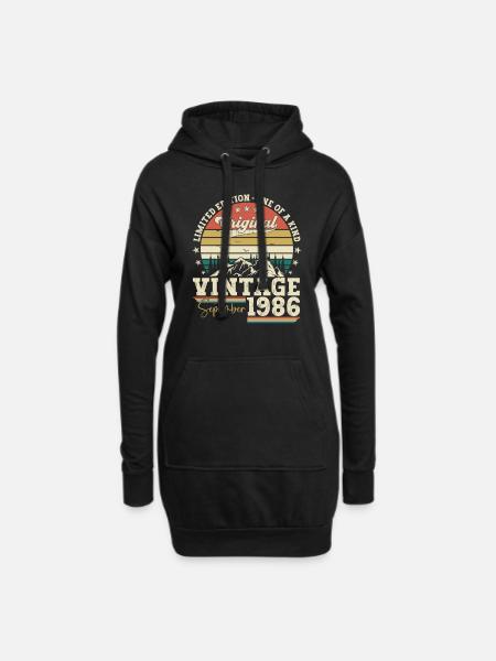 September Born 1986 36th Birthday Gift - Hoodie Dress - black