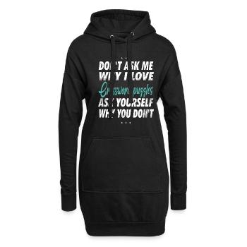 Ne me demandez pas pourquoi j’aime les mots croisés - Sweat-shirt à capuche long Femme - noir - Devant