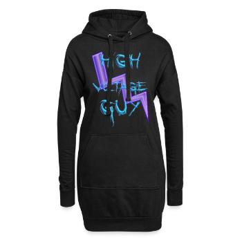 Hochspannungs-Typ - Hoodie-Kleid - Schwarz - Vorne