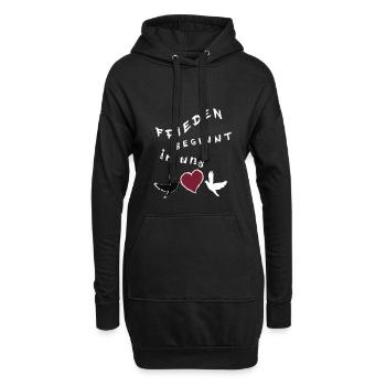 Frieden beginnt in uns - Hoodie-Kleid - Schwarz - Vorne