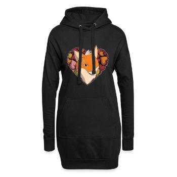 Waldbewohner Herz Wald Tier Liebe Geschenk Fuchs - Hoodie-Kleid - Schwarz - Vorne