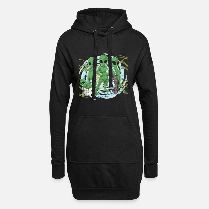 Alien - Hoodie-Kleid - Schwarz