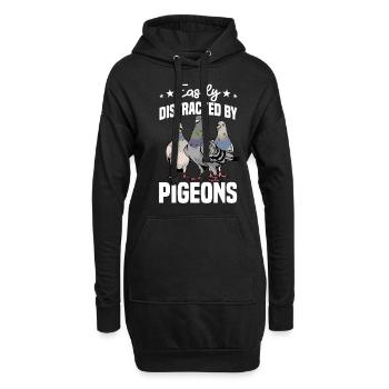 Easily Distracted By Pigeons - Hoodie-Kleid - Schwarz - Vorne