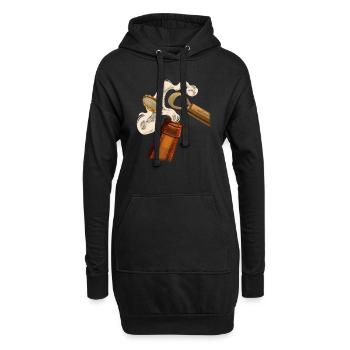 Bier Öffnen - Hoodie-Kleid - Schwarz - Vorne