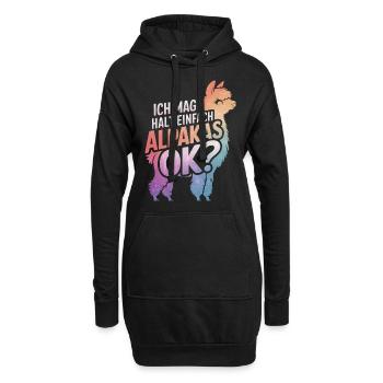 Alpaka Llama - Hoodie-Kleid - Schwarz - Vorne
