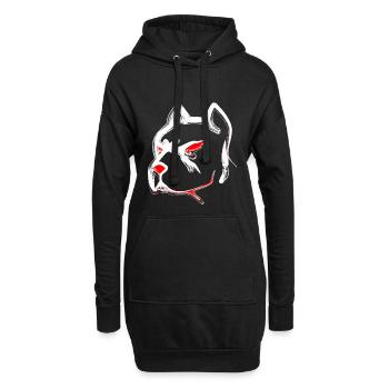 Conception d'un visage tête de pit-bull - Sweat-shirt à capuche long Femme - noir - Devant