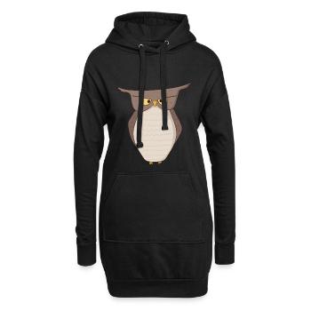 Hibou Noctambule - Sweat-shirt à capuche long Femme - noir - Devant