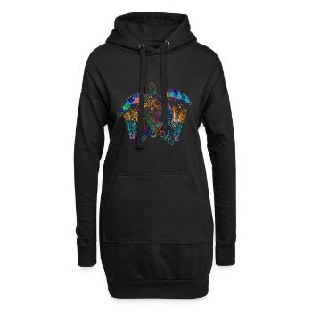 Buntes Ozean Tier Geschenk Hawaii Schildkröte - Hoodie-Kleid - Schwarz - Vorne