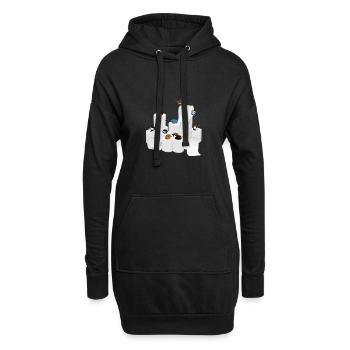 Oiseaux en papier toilette - Sweat-shirt à capuche long Femme - noir - Devant