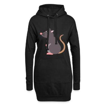 rat - Sweat-shirt à capuche long Femme - noir - Devant