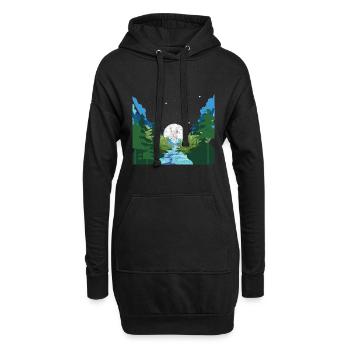 Forest Trees River Gift Full Moon Nature - Sweat-shirt à capuche long Femme - noir - Devant