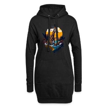 Belle girafe abstraite - Sweat-shirt à capuche long Femme - noir - Devant
