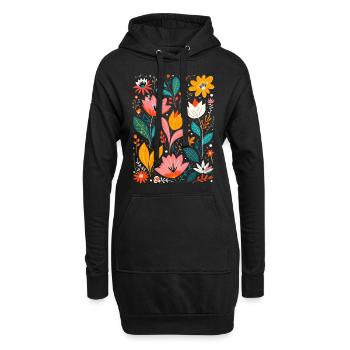 Motif floral Otomi Art culturel - Sweat-shirt à capuche long Femme - noir - Devant