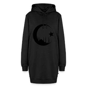 Halbmond mit Moschee - Hoodie-Kleid - Schwarz - Vorne