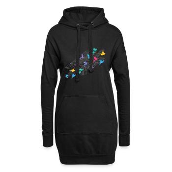 Basteln Papier Kranich Papierfalten Origami - Hoodie-Kleid - Schwarz - Vorne