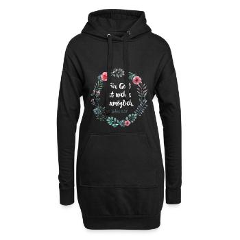 Für Gott ist nichts unmöglich Lukas 1,37 - Hoodie-Kleid - Schwarz - Vorne