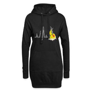 Heartbeat Perroquet Oiseau Cadeau Cockatiel - Sweat-shirt à capuche long Femme - noir - Devant