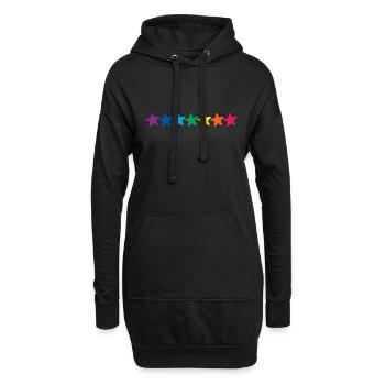 Horizontale Regenbogensterne - Hoodie-Kleid - Schwarz - Vorne