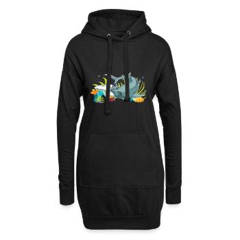 Requin corail Océan Animal Cadeau Requin Marteau - Sweat-shirt à capuche long Femme - noir - Devant