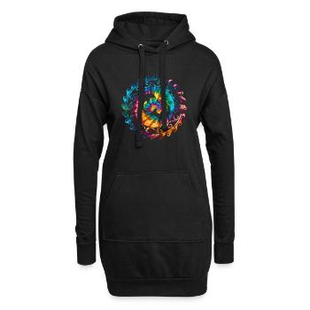 Hammerhai und Delfin Tie Dye - Hoodie-Kleid - Schwarz - Vorne
