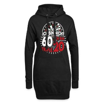60 Geburtstag triple 20 Dartpfeilen & Dartscheibe - Hoodie-Kleid - Schwarz - Vorne
