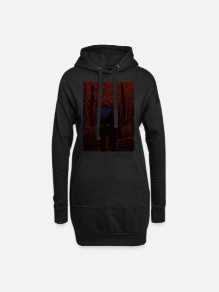 Black Night Cat - Hoodie Dress - black