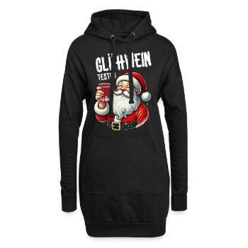Glühwein Tester Weihnachtsmann Weihnachtsmarkt - Hoodie-Kleid - Schwarz - Vorne