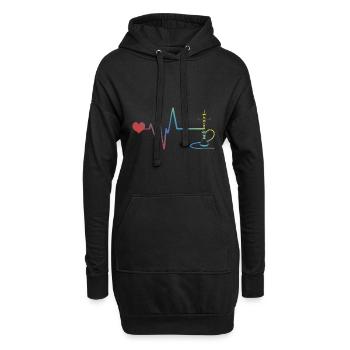 Bong Rauchen Pfeife Puls Herzschlag - Hoodie-Kleid - Schwarz - Vorne