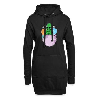 Süßer Alien Planeten - Hoodie-Kleid - Schwarz - Vorne