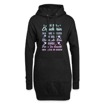 Erzieherin Ich Hab Glitzer Im Haar Aber Glück - Hoodie-Kleid - Schwarz - Vorne