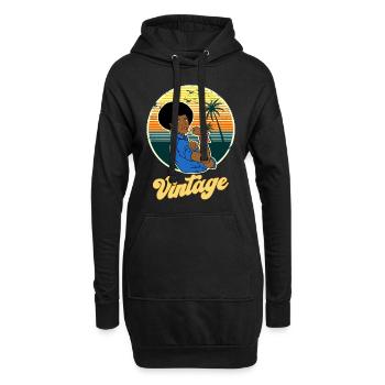 Vintage Frau Afro Jahr Retro Jahr 70-80 - Hoodie-Kleid - Schwarz - Vorne