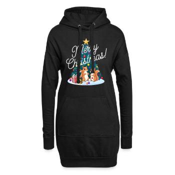 Eichhörnchen Weihnachten Tannenbaum Weihnachtsbaum - Hoodie-Kleid - Schwarz - Vorne