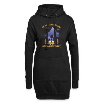 lustiges Wander Shirt Sie sagten oben gibt es Bier - Hoodie-Kleid - Schwarz - Vorne