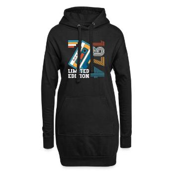 49e anniversaire octobre millésime 1974 cassette - Sweat-shirt à capuche long Femme - noir - Devant