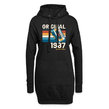 36e anniversaire Cassette Novembre Vintage 1987 - Sweat-shirt à capuche long Femme - noir - Devant