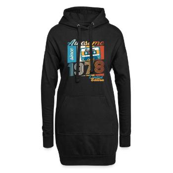 45e anniversaire Cassette décembre Vintage 1978 - Sweat-shirt à capuche long Femme - noir - Devant