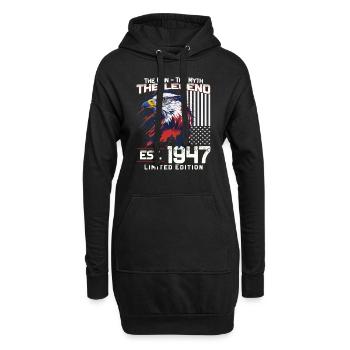 77. Geburtstag Baujahr 1947 Jahrgang 1947 Legende - Hoodie-Kleid - Schwarz - Vorne