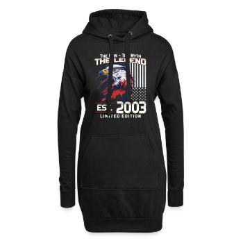 21ème Anniversaire Année 2003 Millésime 2003 Légende - Sweat-shirt à capuche long Femme - noir - Devant